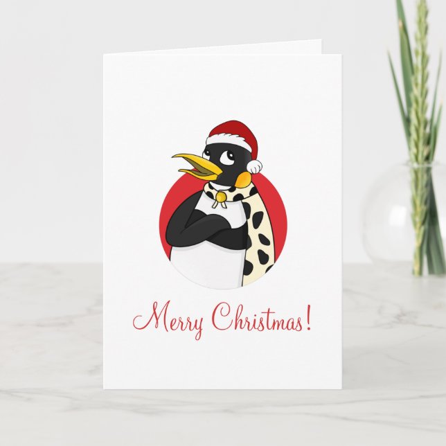 Tarjeta Festiva Personalizado de emperadores y Navidades de pingüi (Anverso)