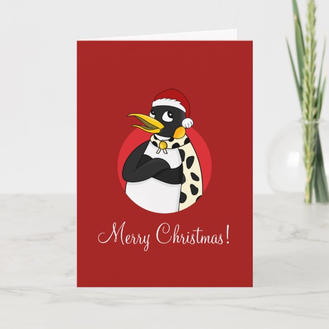 Tarjeta Festiva Personalizado de emperadores y Navidades de pingüi (Anverso)