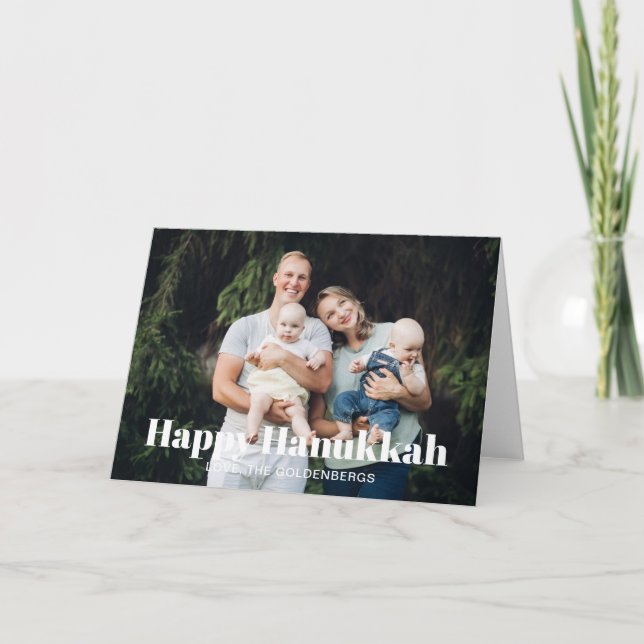 Tarjeta Festiva Personalizado de fotografía familiar moderno con t (Anverso)