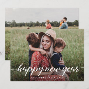 Tarjeta Festiva Personalizado de fotos de la familia del guión 2 d