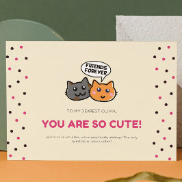 Tarjeta Festiva Personalizado de gato con punto de polka rosa y ro