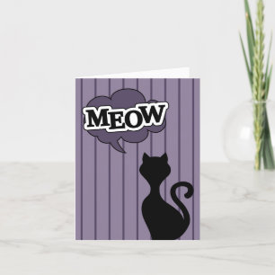 Tarjeta Festiva Personalizado de gato negro diciendo mow