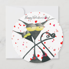 Tarjeta Festiva Personalizado de gato negro y gris