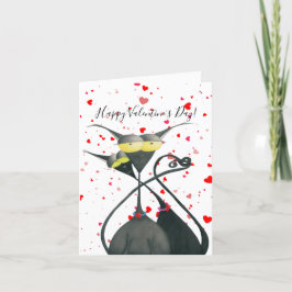 Tarjeta Festiva Personalizado de gato negro y gris