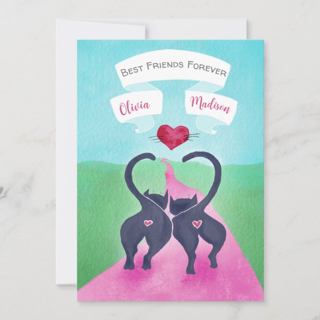 Tarjeta Festiva Personalizado de gatos caprichosos de los mejores  (Anverso)