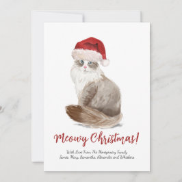 Tarjeta Festiva Personalizado de gatos de Navidades de Cute Meowy