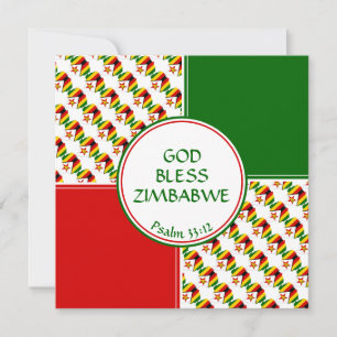 Tarjeta Festiva Personalizado de la BANDERA ZIMBABWE Saludo de cum