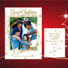 Tarjeta Festiva Personalizado de la familia White and Gold 1 Navid