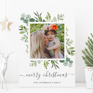 Tarjeta Festiva Personalizado de la guirnalda verde Navidades de f