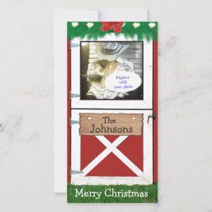 Tarjeta Festiva Personalizado de la puerta del establo rojo 1 tarj