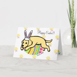 Tarjeta Festiva Personalizado de Labrador Amarillo de Huevo de Pas