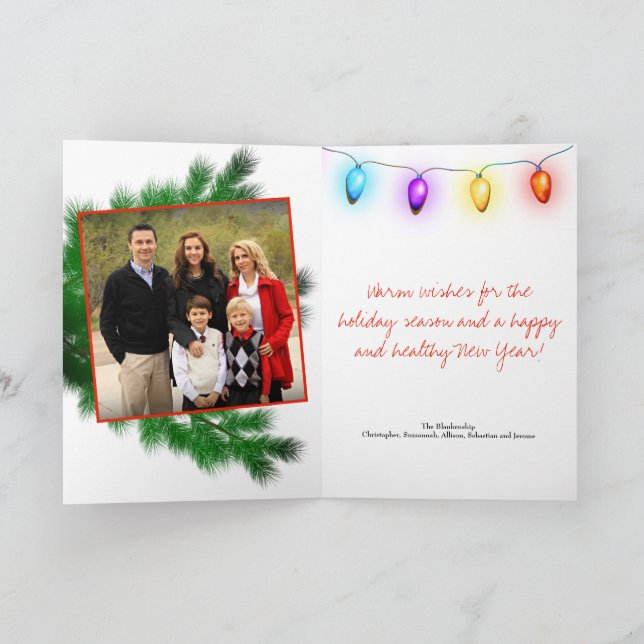 Tarjeta Festiva Personalizado de las luces de época de adorno de á (Interior)