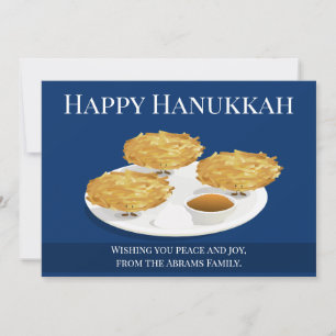 Tarjeta Festiva Personalizado de Latkes Sonrientes Holiday Hanukka
