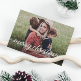 Tarjeta Festiva Personalizado de Moda moderna 2 fotos Feliz Navida