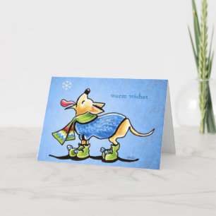 Tarjeta Festiva Personalizado de Navidades Chihuahua Winss Snowfla