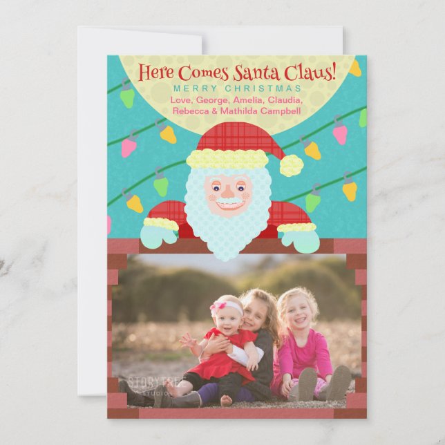 Tarjeta Festiva Personalizado de Navidades cortos, Santa Claus, Pe (Anverso)