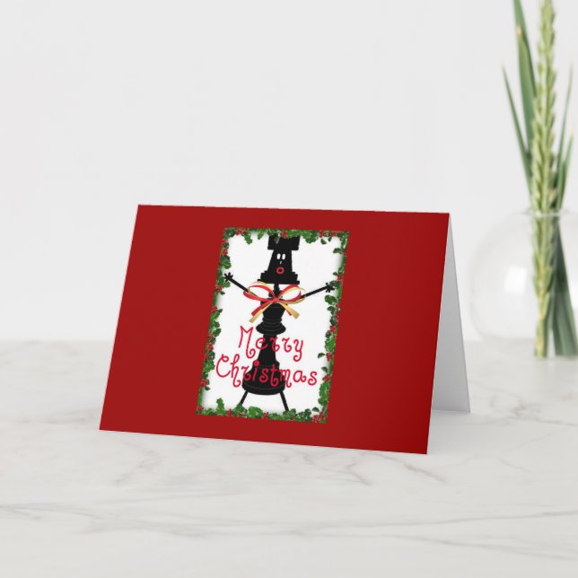 Tarjeta Festiva Personalizado de Navidades de ajedrez (Anverso)