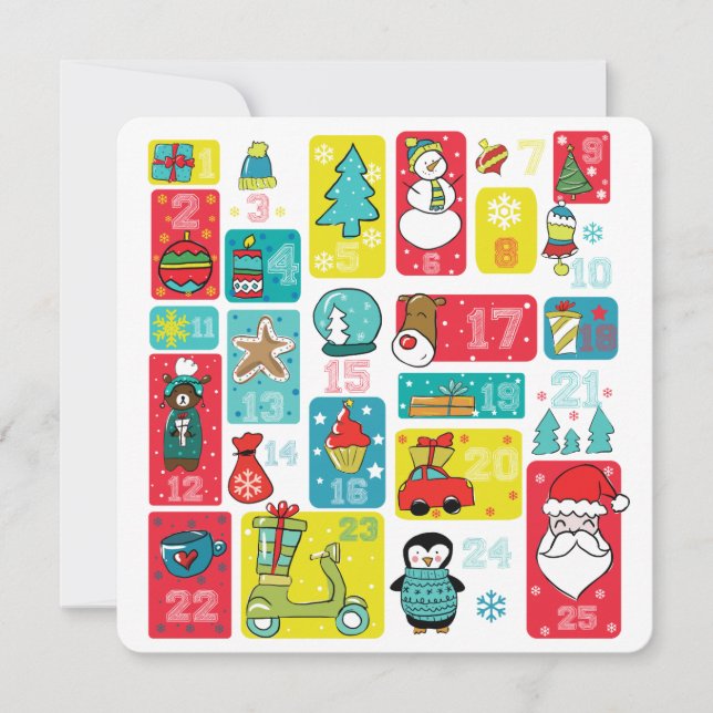Tarjeta Festiva Personalizado de Navidades de calendario anticipad (Anverso)