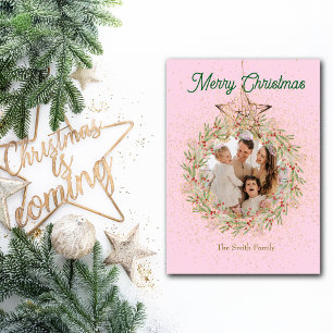 Tarjeta Festiva Personalizado de Navidades de espuma rosada bonito