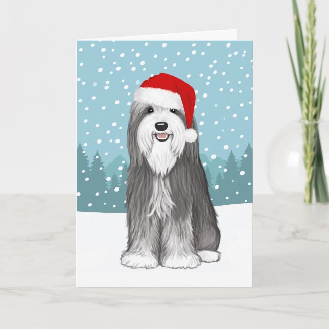 Tarjeta Festiva Personalizado de Navidades de Perro de Collie Cute (Anverso)
