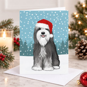 Tarjeta Festiva Personalizado de Navidades de Perro de Collie Cute