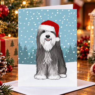 Tarjeta Festiva Personalizado de Navidades de Perro de Collie Cute