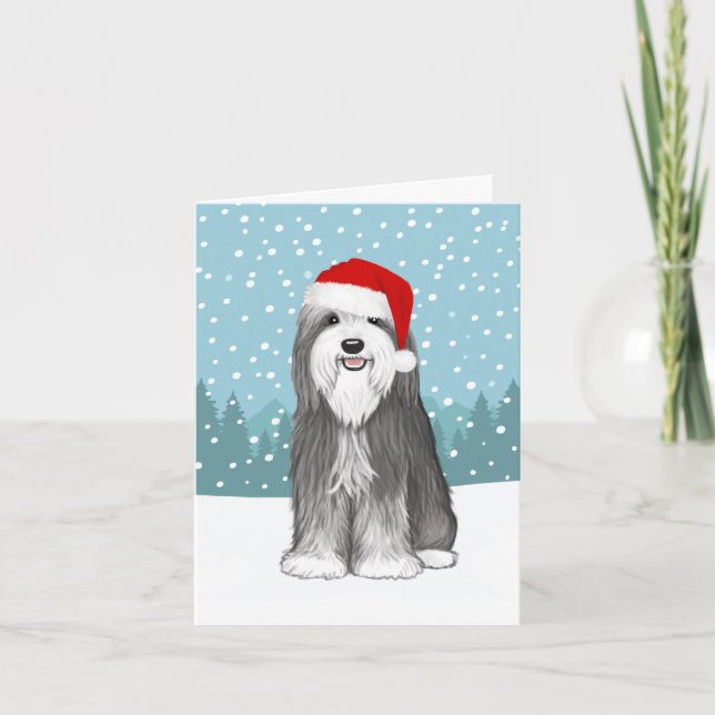 Tarjeta Festiva Personalizado de Navidades de Perro de Collie Cute (Anverso)
