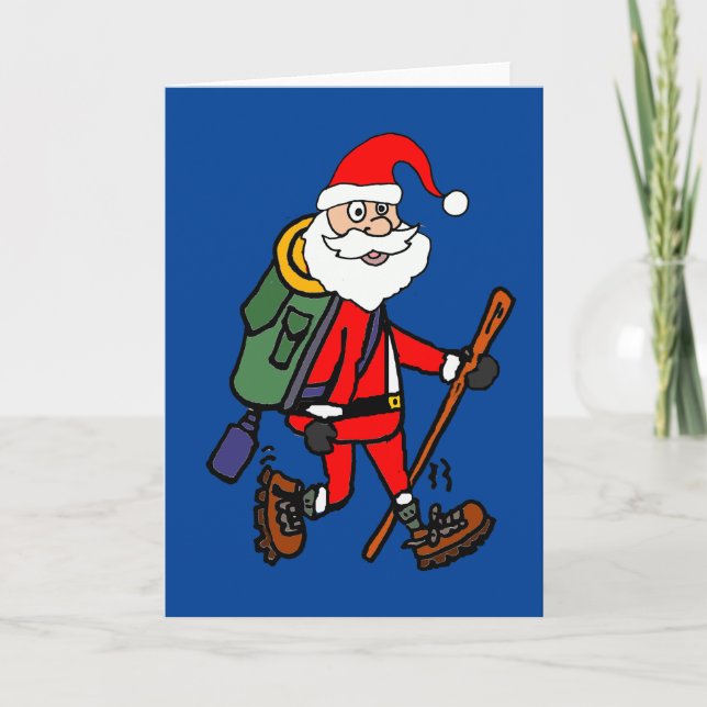 Tarjeta Festiva Personalizado de Navidades de Senderismo de Santa  (Anverso)