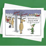 Tarjeta Festiva Personalizado de Navidades divertidos de la aerolí<br><div class="desc">Personalizado de Santa Cláusula y sus renos pasando por la seguridad de la aerolínea. Los elfos están cargando equipaje del carro de equipaje. El detector metalizado está sonando y el elf está diciendo: "Lo siento, necesitarás entregar las campanas y caminar de nuevo". Una tarjeta de Navidad divertida, ideal para todos...</div>