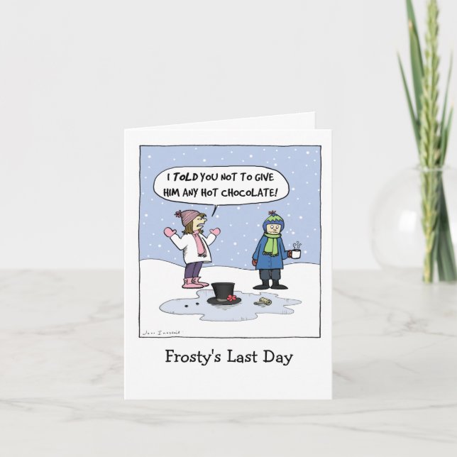 Tarjeta Festiva personalizado de Navidades "Frosty's Last Day" | X (Anverso)