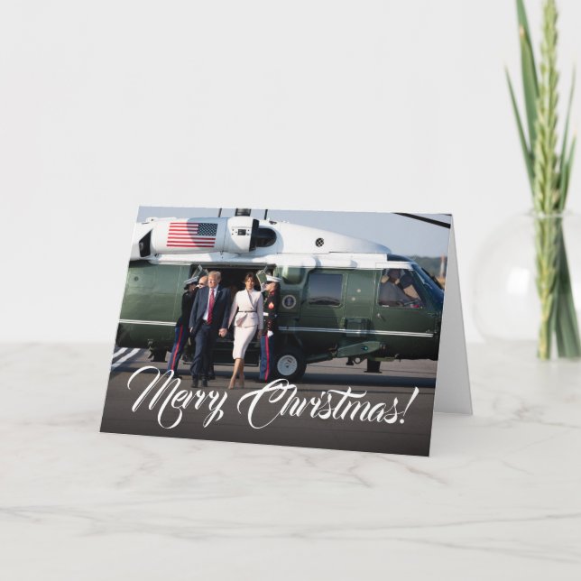 Tarjeta Festiva Personalizado de Navidades militares Donald Trump  (Anverso)