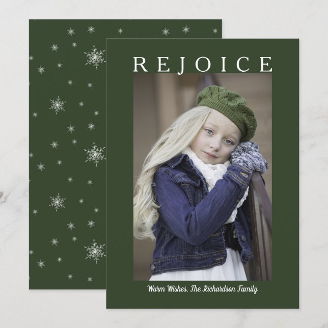Tarjeta Festiva Personalizado de Navidades verdes del bosque de Re (Anverso / Reverso)