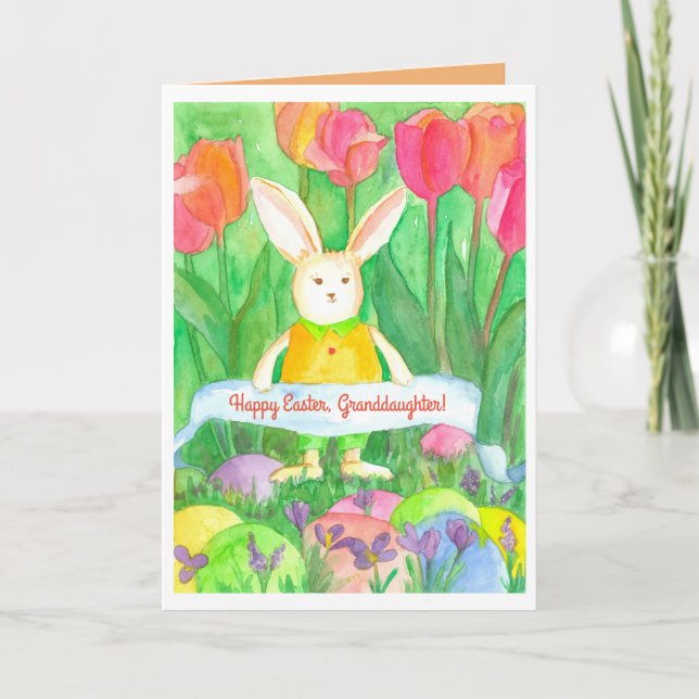 Tarjeta Festiva Personalizado de nieta feliz de Pascua (Anverso)