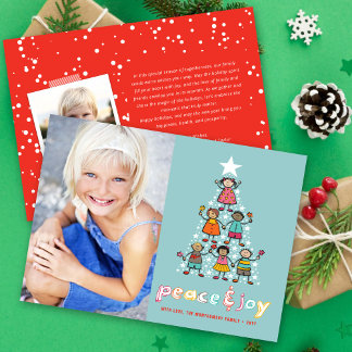 Tarjeta Festiva Personalizado de Paz y Alegría Fotografía de Árbol