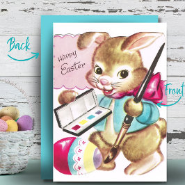 Tarjeta Festiva Personalizado de pintura de conejo retro de época 