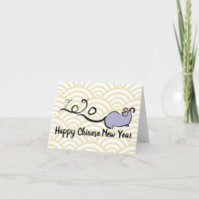 Tarjeta Festiva Personalizado de ratón lindo Rata lunar Año Nuevo  (Anverso)