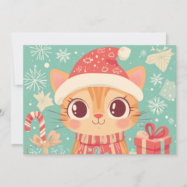 Tarjeta Festiva Personalizado de regalos de caña de caña de navida (Anverso)