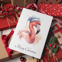 Tarjeta Festiva Personalizado de Santa Claus Snowbird Flamingo