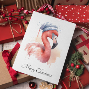 Tarjeta Festiva Personalizado de Santa Claus Snowbird Flamingo