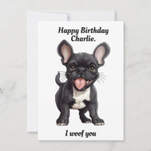 Personalizado de texto, cumpleaños Frenchie cachor