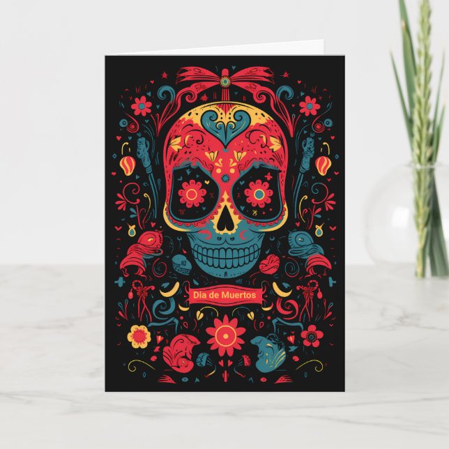 Tarjeta Festiva Personalizado de texto Dia de Muertos ☠️ eterno re (Anverso)
