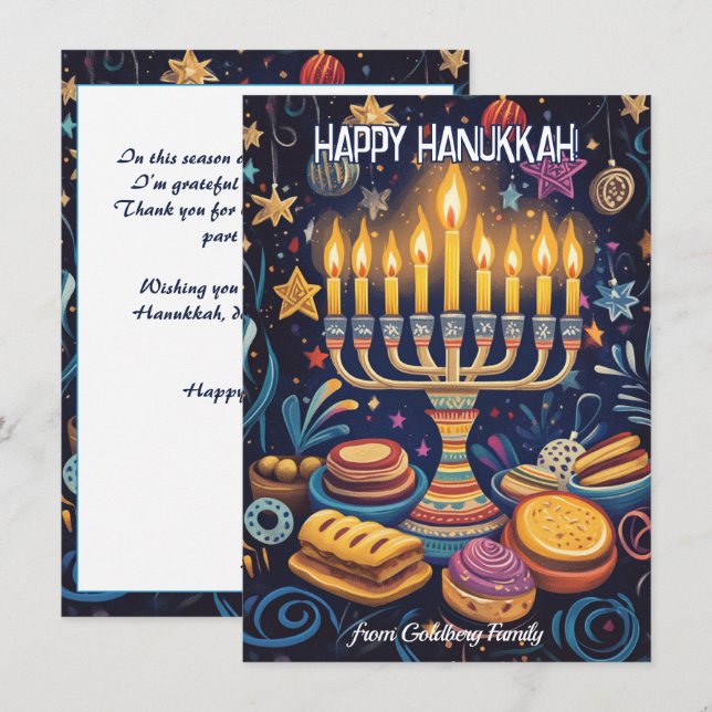 Tarjeta Festiva Personalizado de texto Festival de la Luz. (Anverso / Reverso)