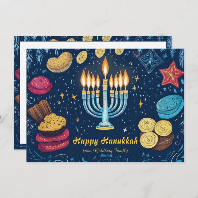 Tarjeta Festiva Personalizado de texto Festival de las Luces: (Anverso / Reverso)