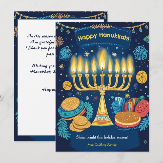 Tarjeta Festiva Personalizado de texto Festival de las Luces Menor (Anverso / Reverso)