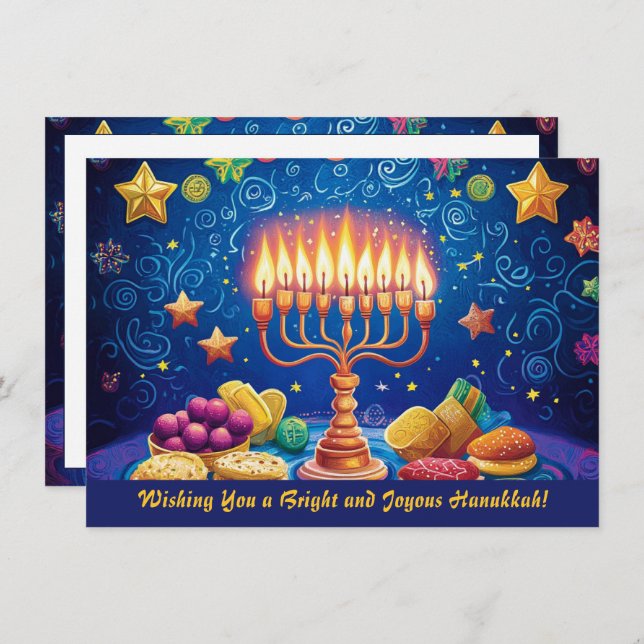 Tarjeta Festiva Personalizado de texto Festival de luces (Anverso / Reverso)