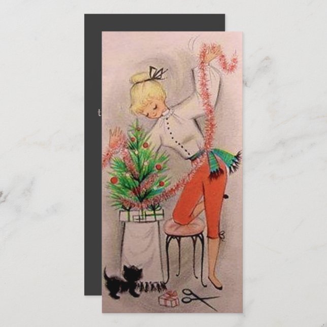 Tarjeta Festiva Personalizado del árbol de recorte de Chica de Nav (Anverso / Reverso)