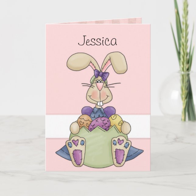 Tarjeta Festiva Personalizado del conejito de pascua (Anverso)