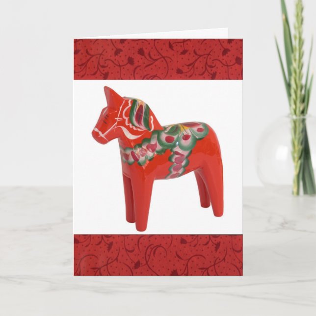 Tarjeta Festiva Personalizado del escandinavo del caballo de Dala (Anverso)