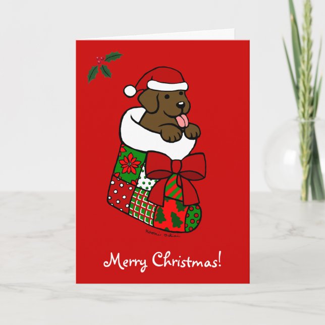 Tarjeta Festiva Personalizado del Laboratorio de Cachorros de Choc (Anverso)