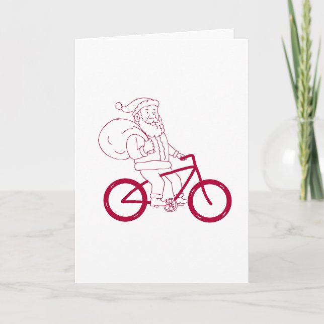 Tarjeta Festiva Personalizado del lado de la bicicleta de Santa Cl (Anverso)